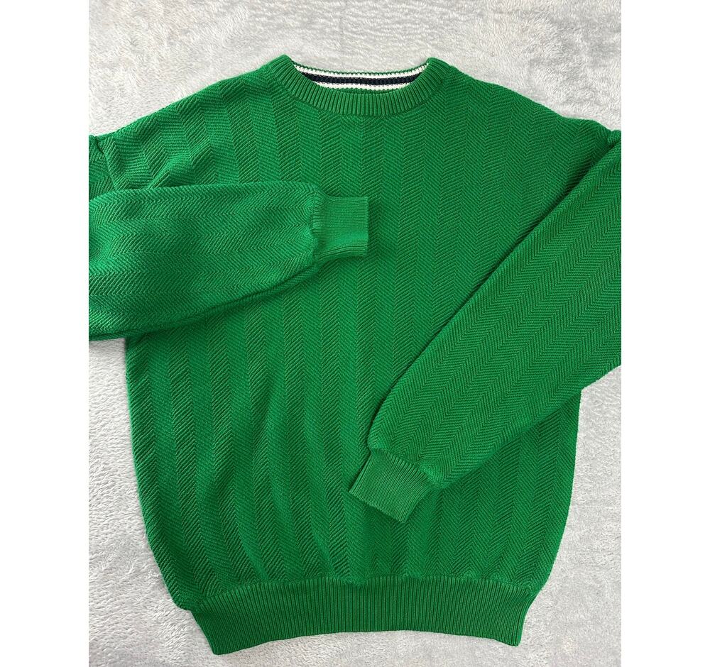 Vintage 90s Roundtree & Yorke Green Textured Heavy Knit Crewneck Sweater Size L
